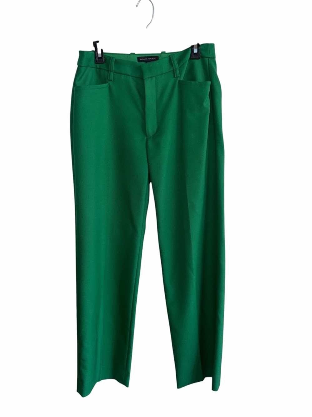 Banana Republic Lido Pants Green Mid-rise Straight Italian Wool Size 8 - Picture 2 of 10